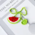 Handmade crochet watermelon bookmark, green knitted fruit book marker, cute gift item - Watermelon