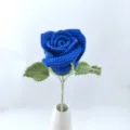 Handmade crochet blue rose flower variant, elegant knitted floral gift for decor. - Sapphire Blue