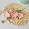 Bellissimo fiore rosa all'uncinetto fatto a mano pianta artificiale decorazione da tavola - Rosa sfumato A