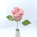 Handmade crochet pink rose flower with stem, perfect gift for Valentine's Day. - Coral Pink