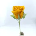 Handmade crochet yellow rose flower finished knitted bouquet romantic gift for valentine day - Orange Yellow
