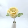 Handcrafted crochet yellow rose bouquet in ceramic vase, perfect Valentine gift for home decor. - Light Yellow