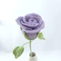 Handmade crochet purple wine glass rose bouquet, finished flower gift for Valentine. - Light Snow Mauve