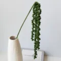 Handmade crochet string of pearls plant faux green hanging vine with ceramic vase decor - Dark Green