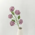 Handmade crochet purple rose flower bouquet potted plant home decor gift variant option - Version B / Purple