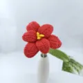 Handmade crochet red flower detail view yarn eternal flower bouquet gift for home decor - Red Series A