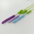 Handmade crochet lavender flower bouquet, 3pcs artificial knit floral gift for home decor. - Bud Green & Purple