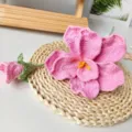 Handmade crochet pink flower crochet bouquet home decor knit botanical gift artificial craft 1pc - Light Pink