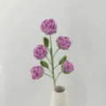 Handmade crochet purple rose bouquet variant, knitted flower branch in white ceramic vase. - Version C / Purple