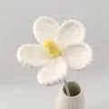 Handmade crochet white plumeria flower potted plant knitted bouquet for home decor gift - White