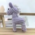 Handmade crochet purple white horse plush doll keychain bag charm cute ornament accessory - Purple