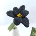 Handmade crochet dark grey tulip flower detail shot, perfect knitted yarn floral decor gift. - Black Series B