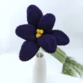 Handmade crochet purple tulip detail view, showing exquisite wool knit craftsmanship. - Black Series A