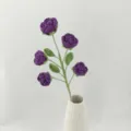 Handmade crochet purple rose flower branch knitted artificial bouquet for home decor gift. - Version E / Purple