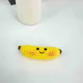 Handmade crochet banana plush pendant, cute yarn fruit keychain for bag decor details. - Piece / Banana