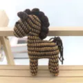 Handmade crochet horse plush toy car hanging ornament knit animal figurine cute room decor gift - Brown