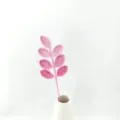 Handmade crochet pink leaf branch yarn flower aesthetic room decor desktop ornament. - Gradient Pink Rose Leaves