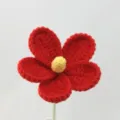 Red crochet flower variant, handmade yarn plumeria bouquet single piece gift decor. - Bright Red