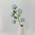 Handmade crochet blue rose flower bouquet with white ceramic vase for home decor gift. - Side A / Blue