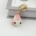 Handmade crochet pink fish keychain cute plush bag charm accessory for women and girls - Sakura Pink Little Fish Pendant