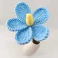 Handmade crochet flower wool knitted flower bouquet gift home decoration sku item - Sky Blue