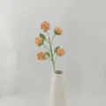 Handcrafted crochet peach rose flower bouquet in white ceramic vase home decor gift - Version B / Brown