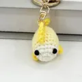 Handmade crochet yellow fish keychain, cute yarn cartoon sea animal bag pendant accessory. - Light Yellow Little Fish Pendant