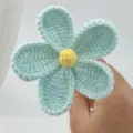 Handmade crochet flower knitted blue bouquet artificial floral gift home decor craft. - Crystal Blue