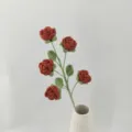 Handcrafted crochet multi-head red rose flower bouquet, perfect gift and home decor. - Version D / Brown