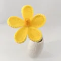 Handmade crochet yellow flower with white ceramic vase for home and office desk decor - Chicken Yellow