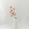 Handmade crochet pink rose bouquet with white ceramic vase, perfect home decor gift. - Version B / Pink