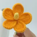 Handmade crochet orange flower knitted artificial bouquet home decor gift single piece item. - Bright Orange