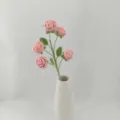 Handmade crochet pink rose bouquet artificial flower potted plant gift for home decor. - Version C / Pink