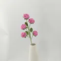 Handmade crochet pink rose bouquet, knitted yarn flower gift for home decoration. - Version D / Pink