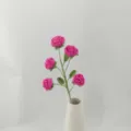 Handmade crochet multi-head rose flower bouquet with white ceramic vase for gift. - Version E / Pink