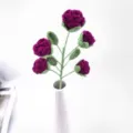 Handmade crochet rose flower bouquet finished product gift variant style in white vase decor. - H-Line Silhouette / Pink