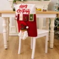 Christmas chair cover festive Santa Claus dining room decoration red white plush holiday home. - Merry Christmas Santa Stocking