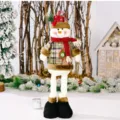 Christmas telescopic snowman plush doll vintage plaid decoration for holiday desktop showcase. - Snowman