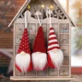 Christmas gnome hanging ornaments set, knitted faceless doll pendants for holiday home decor. - Knitted Small Pendant Red Set (Pack of 3)