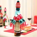Set copribottiglia di vino lavorato a maglia di Natale cappellino sciarpa decorazione - Copribottiglia di vino con sciarpa (Albero)