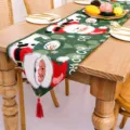 Camino de mesa de Navidad festivo rojo y verde decoración de comedor con Papá Noel - Estilo D Papá Noel