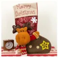 Weihnachtsstrumpf 3D Plüsch Rentier Geschenktasche Süßigkeitenhalter Weihnachtsdeko Ornament - Kunstleder Rentier Strumpf