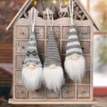Set di ciondoli gnomi senza volto lavorati a maglia di Natale per decorazione albero casa - Piccolo Ciondolo Lavorato a Maglia Set Grigio (Set di 3)