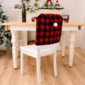 Christmas buffalo plaid chair cover red and black holiday home dining room decoration - Red and Black Grid