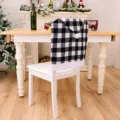 Christmas dining chair cover black and white buffalo plaid festival home decor item - Black White Grid