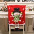 Festive Christmas chair cover with 3D snowman, red fabric and long legs for dining room decor. - 3D Long-Legged Snowman