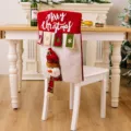 Christmas chair cover with 3D snowman and festive red white design for holiday home decor. - Merry Christmas Snowman