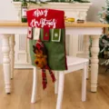 Christmas chair cover with 3D elk plush and festive holiday dining room decor - Merry Christmas Reindeer Stocking