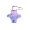 Detailed view of purple pet dog physiological pants with pink straps and cute angel wing decor. - Purple Wings