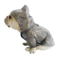 Imperméable transparent pour chien avec motif pied-de-poule classique et capuche pour animaux. - S / Grille Grise